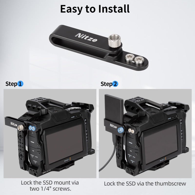 Nitze SSD Mount Bracket for Samsung T7, T7 SSD Holder with Two 1/4" Screws - N42-T7 - Image 4